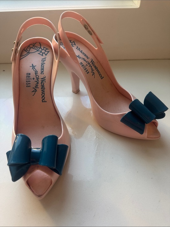 Vivienne Westwood Shoes - Vivienne Westwood anglomania  Pink Slingback Heels with Teal Bow classic see pic